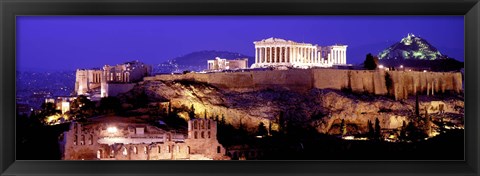 Framed Acropolis at Night Print