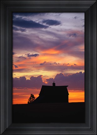 Framed Barn at Sunset Print