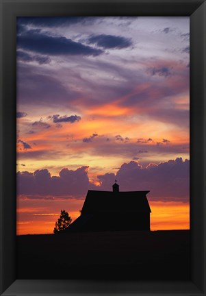 Framed Barn at Sunset Print