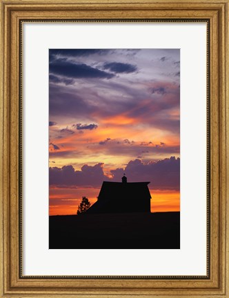Framed Barn at Sunset Print