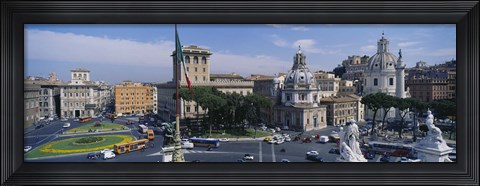 Framed High angle view of traffic on a road, Piazza Venezia, Rome, Italy Print