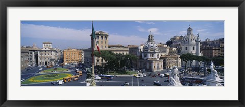 Framed High angle view of traffic on a road, Piazza Venezia, Rome, Italy Print