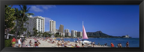 Framed Waikiki Beach Oahu Island HI USA Print