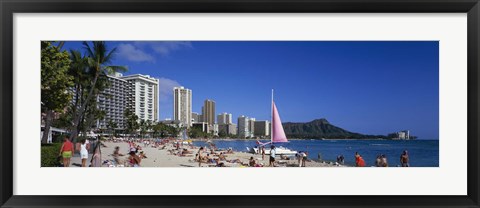 Framed Waikiki Beach Oahu Island HI USA Print