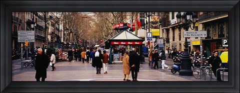 Framed Tourists in a street, Barcelona, Spain Print