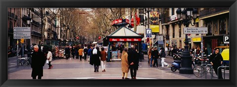 Framed Tourists in a street, Barcelona, Spain Print