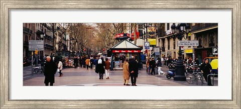 Framed Tourists in a street, Barcelona, Spain Print