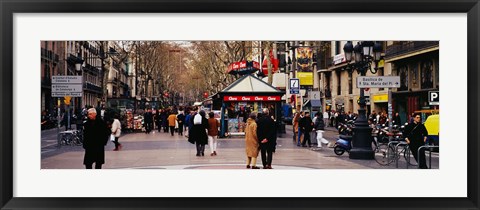 Framed Tourists in a street, Barcelona, Spain Print