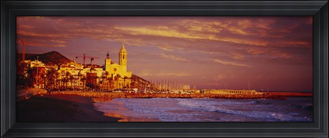 Framed High angle view of a beach, Sitges, Spain Print