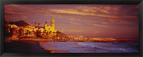 Framed High angle view of a beach, Sitges, Spain Print