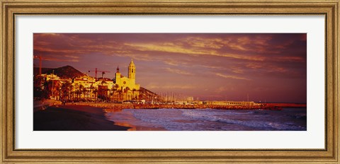 Framed High angle view of a beach, Sitges, Spain Print