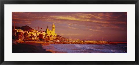 Framed High angle view of a beach, Sitges, Spain Print