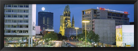 Framed Buildings Lit Up At Night, Berlin, Germany Print