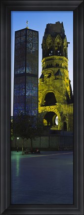 Framed Tower of a church, Kaiser Wilhelm Memorial Church, Berlin, Germany Print