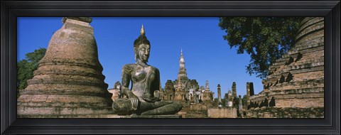 Framed Statue Of Buddha In A Temple, Wat Mahathat, Sukhothai, Thailand Print