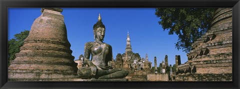 Framed Statue Of Buddha In A Temple, Wat Mahathat, Sukhothai, Thailand Print