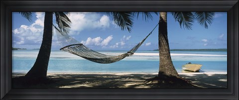 Framed Hammock on the beach, Cook Islands South Pacific Print