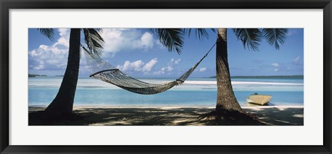 Framed Hammock on the beach, Cook Islands South Pacific Print