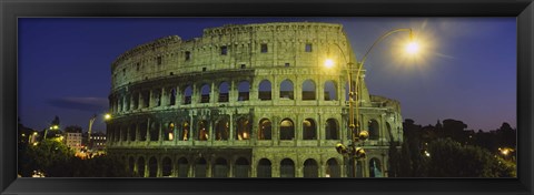 Framed Ancient Building Lit Up At Night, Coliseum, Rome, Italy Print