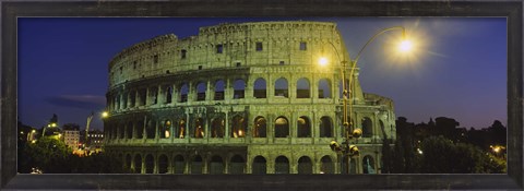 Framed Ancient Building Lit Up At Night, Coliseum, Rome, Italy Print