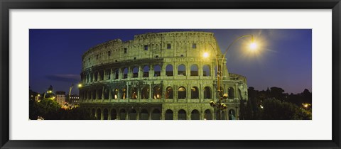 Framed Ancient Building Lit Up At Night, Coliseum, Rome, Italy Print
