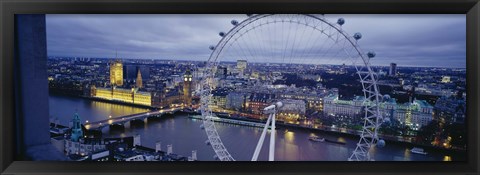 Framed Ferris wheel in a city, Millennium Wheel, London, England Print