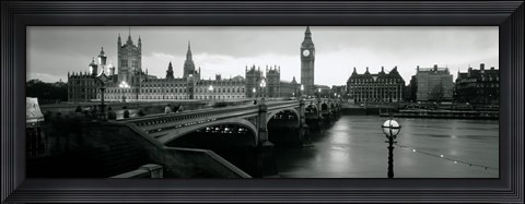 Framed Bridge across a river, Westminster Bridge, Houses Of Parliament, Big Ben, London, England Print