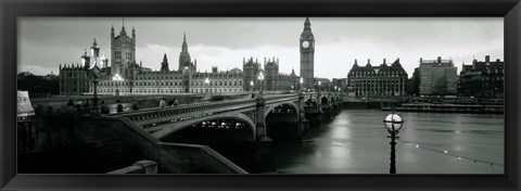 Framed Bridge across a river, Westminster Bridge, Houses Of Parliament, Big Ben, London, England Print