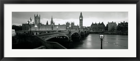 Framed Bridge across a river, Westminster Bridge, Houses Of Parliament, Big Ben, London, England Print