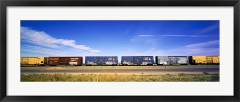 Framed Boxcars Railroad CA Print