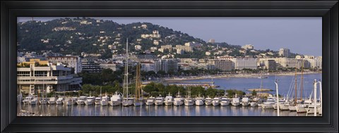 Framed High Angle View Of Boats Docked At Harbor, Cannes, France Print