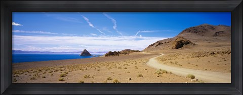 Framed Dirt road on a landscape, Pyramid Lake, Nevada, USA Print