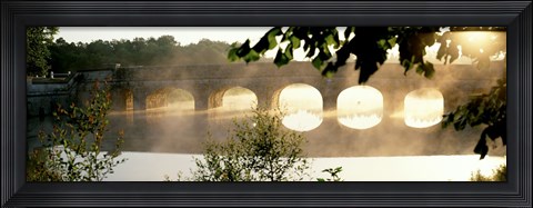 Framed Stone Bridge In Fog, Loire Valley, France Print