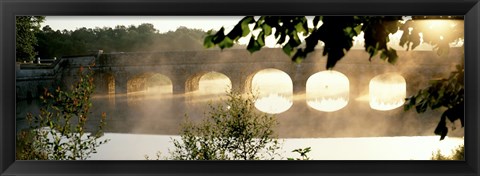 Framed Stone Bridge In Fog, Loire Valley, France Print