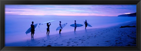 Framed Surfers on Beach Costa Rica Print