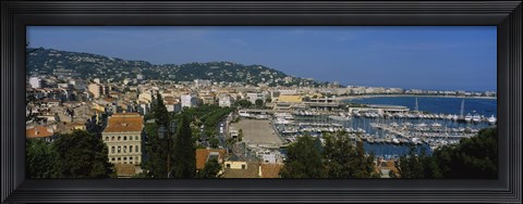 Framed Aerial View Of Boats Docked At A Harbor, Nice, France Print