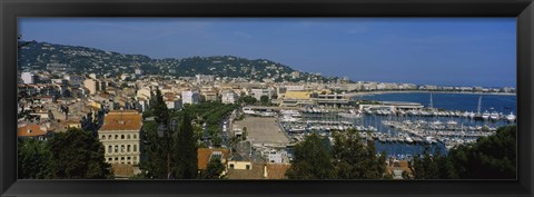 Framed Aerial View Of Boats Docked At A Harbor, Nice, France Print