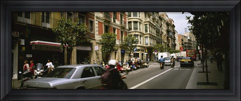 Framed Traffic On A Road, Barcelona, Spain Print