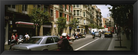 Framed Traffic On A Road, Barcelona, Spain Print