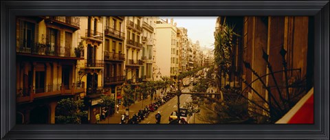 Framed Buildings in a row, Catalonia, Barcelona, Spain Print