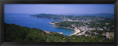 Framed High angle view of a bay, Llafranc, Costa Brava, Spain Print