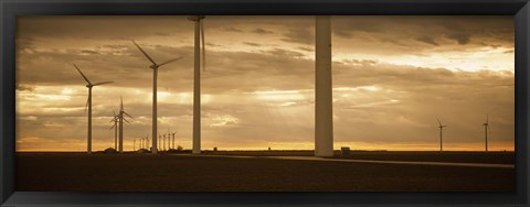 Framed Wind turbines in a field, Amarillo, Texas, USA Print