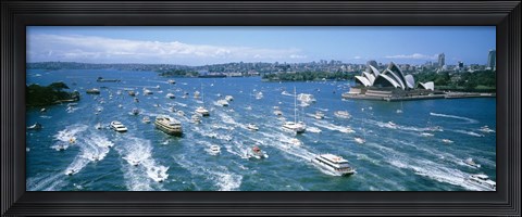 Framed Pleasure Boats, Sydney Harbor, Australia Print