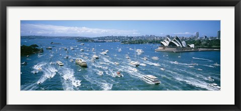 Framed Pleasure Boats, Sydney Harbor, Australia Print