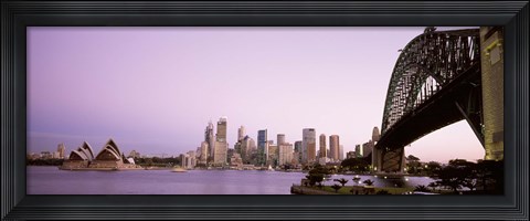 Framed Sydney Harbor Bridge with Purple Sky, Sydney, Australia Print