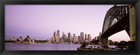 Framed Sydney Harbor Bridge with Purple Sky, Sydney, Australia Print