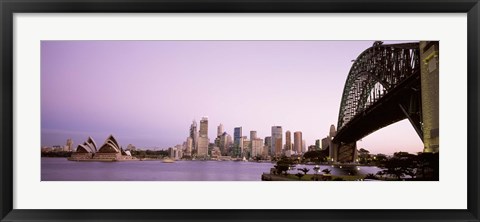 Framed Sydney Harbor Bridge with Purple Sky, Sydney, Australia Print