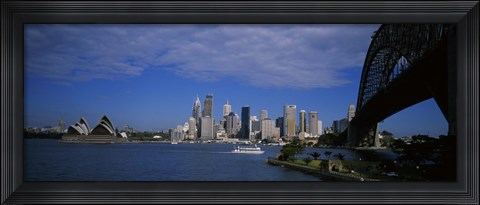 Framed Skyscrapers On The Waterfront, Sydney Harbor Bridge, Sydney, New South Wales, United Kingdom, Australia Print