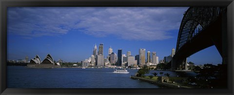 Framed Skyscrapers On The Waterfront, Sydney Harbor Bridge, Sydney, New South Wales, United Kingdom, Australia Print