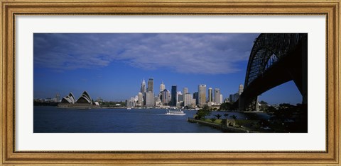 Framed Skyscrapers On The Waterfront, Sydney Harbor Bridge, Sydney, New South Wales, United Kingdom, Australia Print